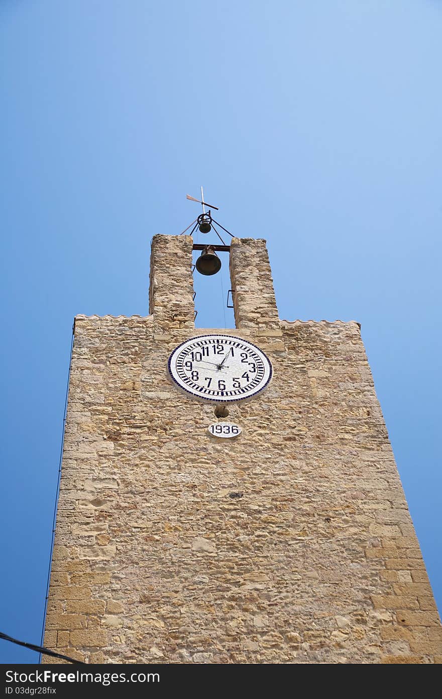 Belfry with bell and clock