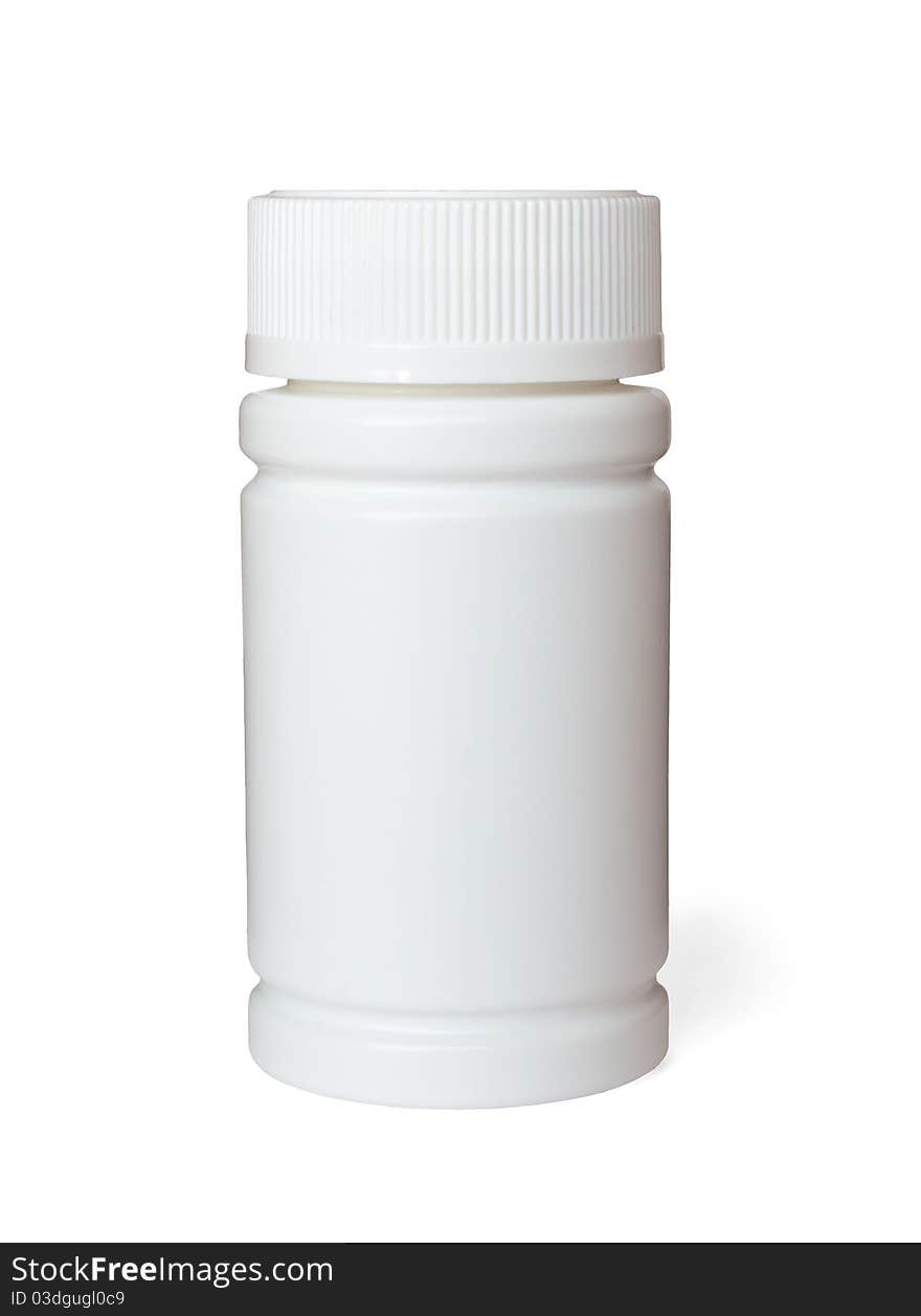 White Medicine Bottle On White Background