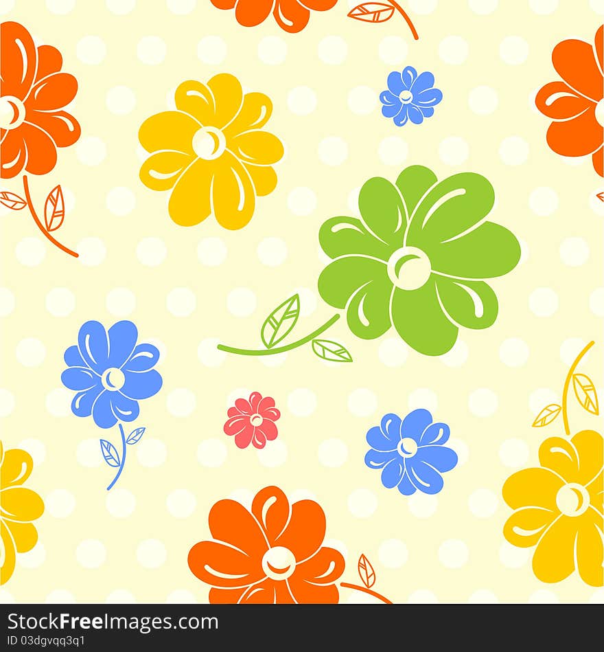 Colorful flowers seamless background. Vector illustration