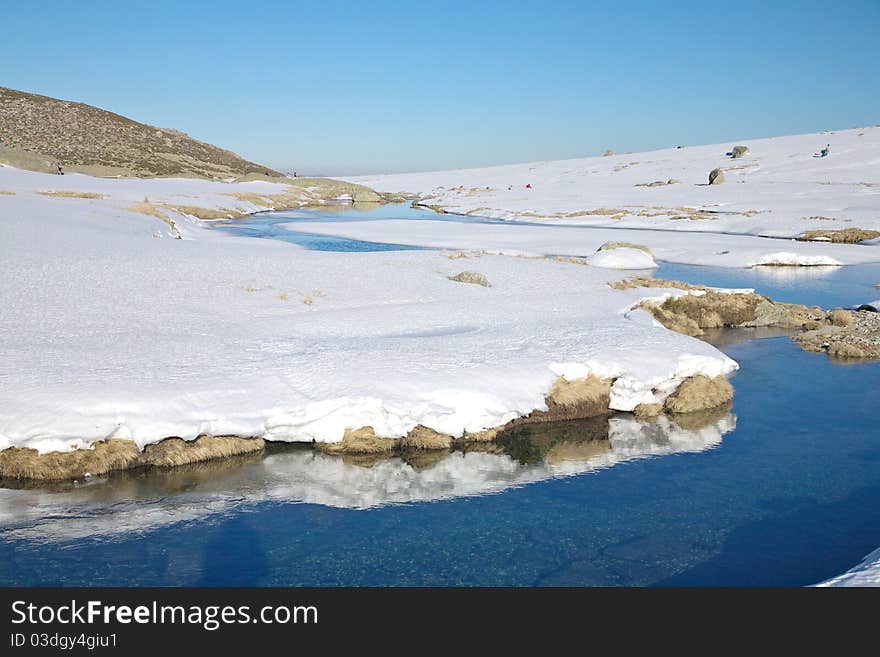 Water and snow slope