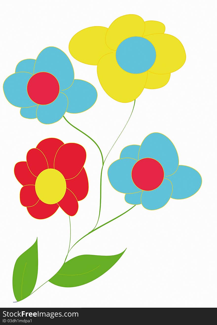 Multicolored flowers on a white background.