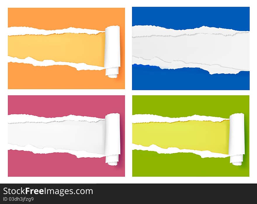 Ripped colored paper backgrouns. Vector illustration.