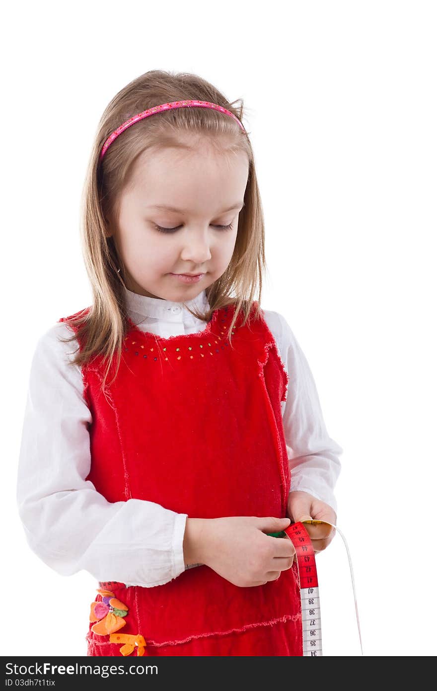 Little girl measuring waist