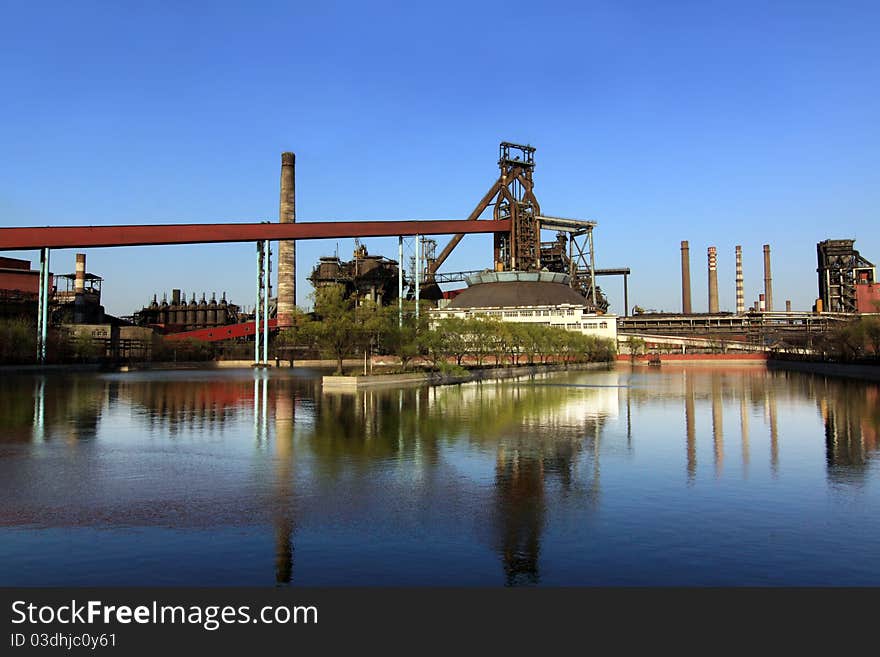 Disused steelmaking plant near a lake