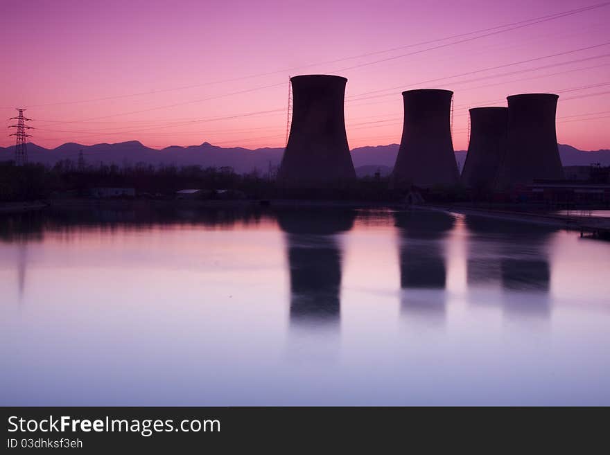 Big Furnace Of A Steel Plant In The Sunset