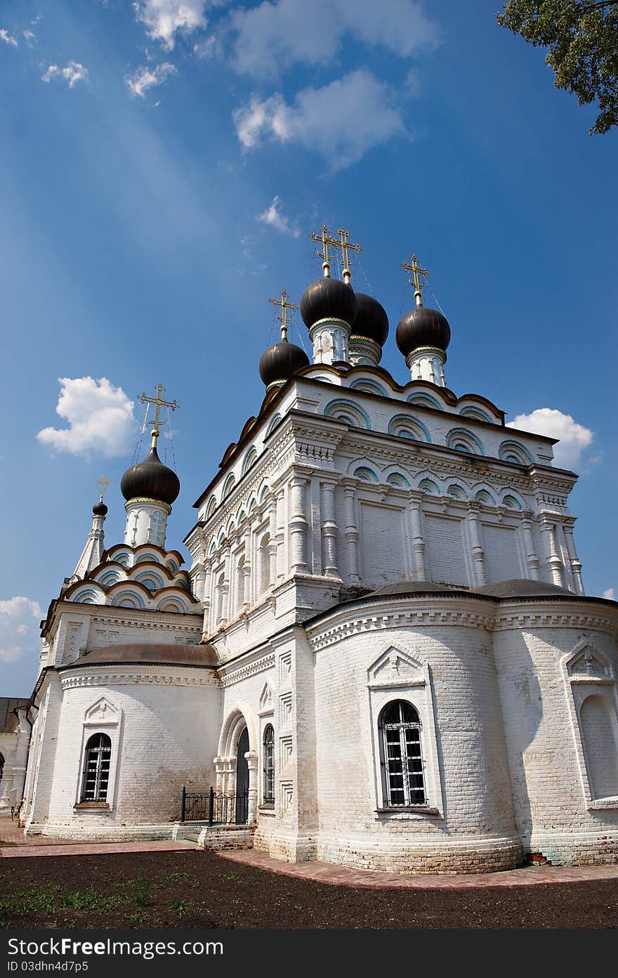 Orthodox Christian Church in Russia on sunshine day