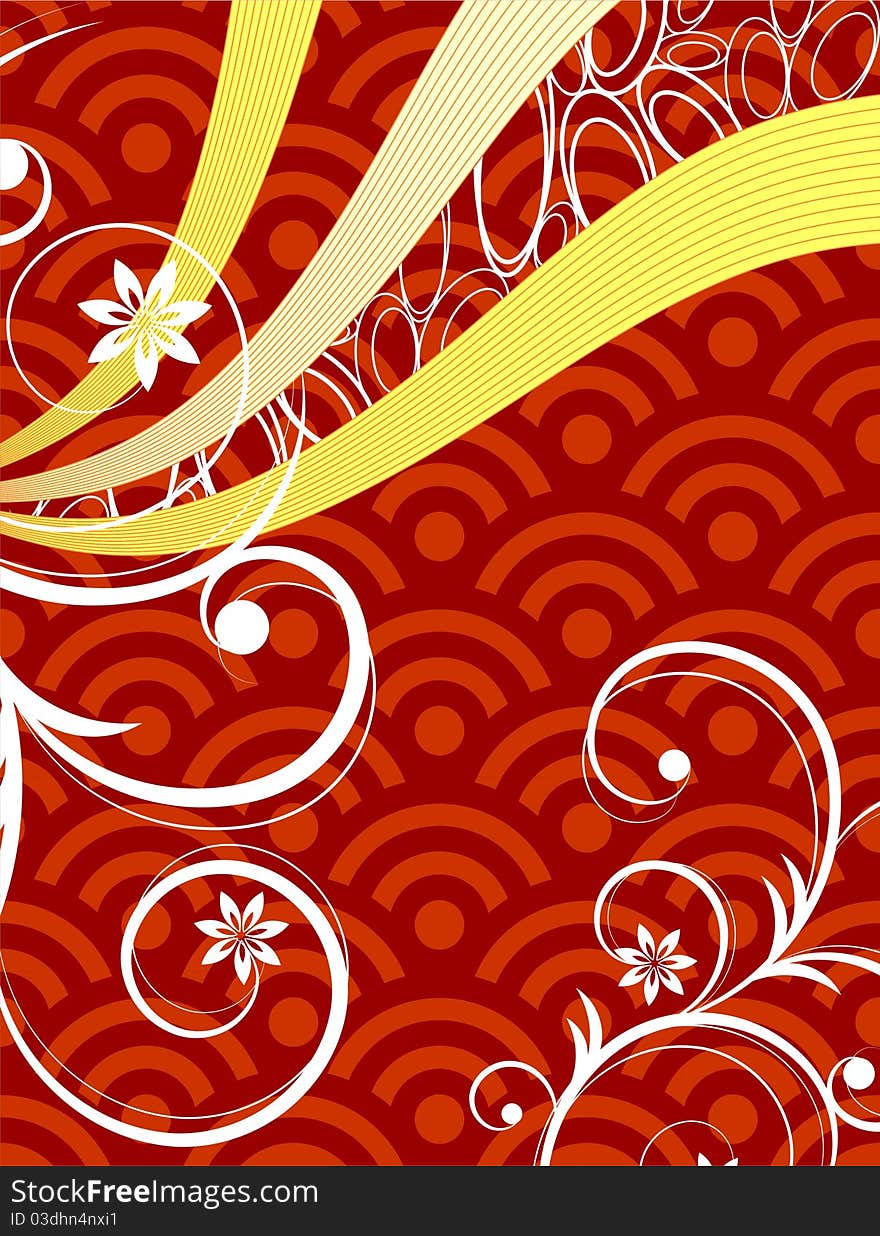 Red Curly Graphic with Curve Lines