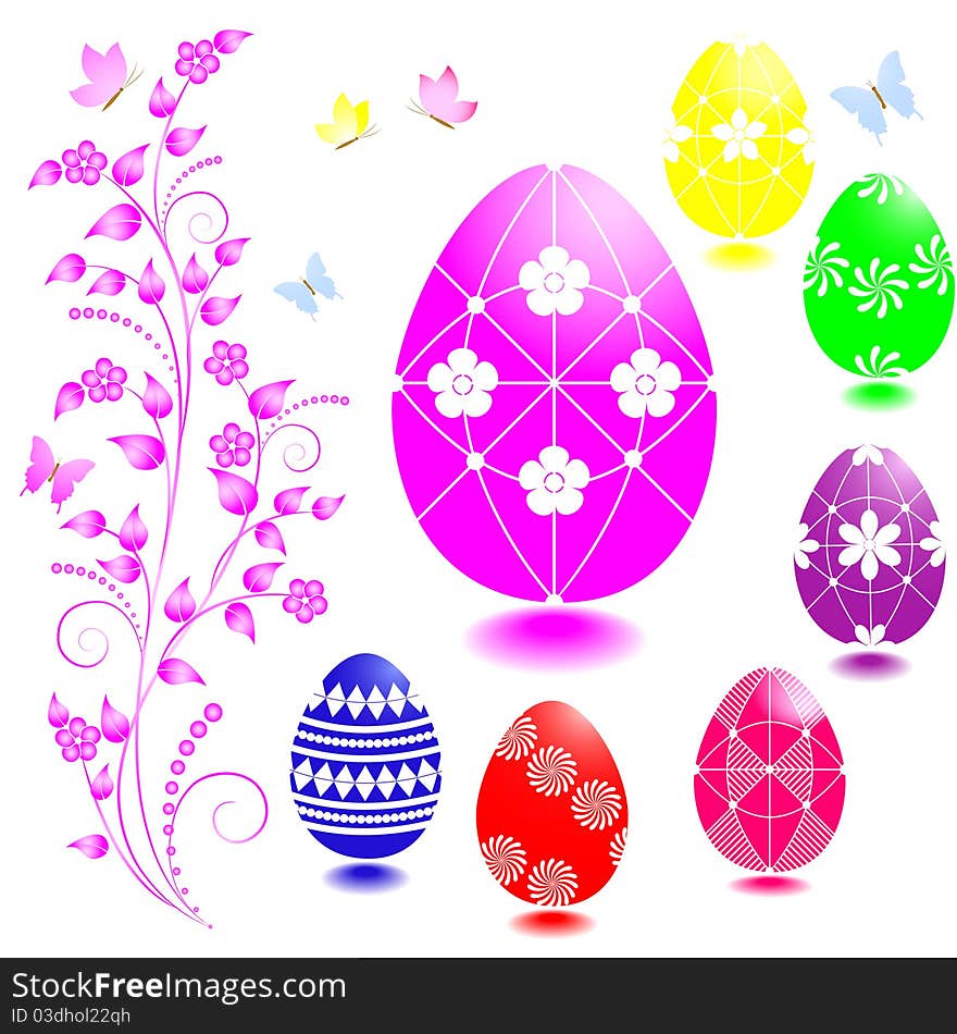 Set of Easter eggs with floral ornaments. Set of Easter eggs with floral ornaments.