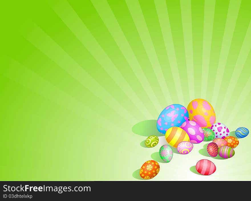 Beautiful coloring Easter eggs on radial background. Beautiful coloring Easter eggs on radial background