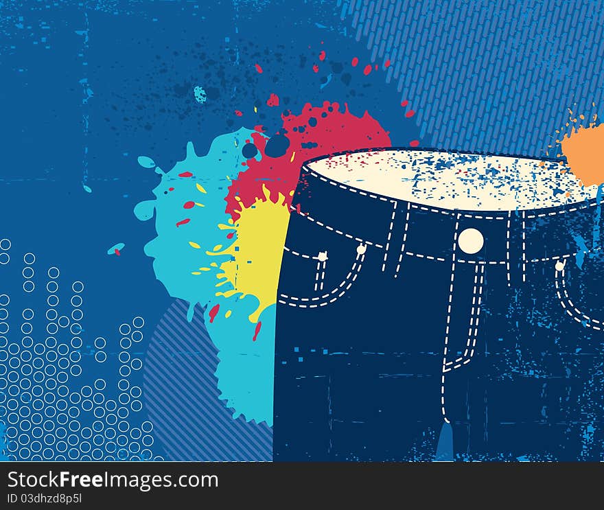 Jeans background.Vector gunge denim