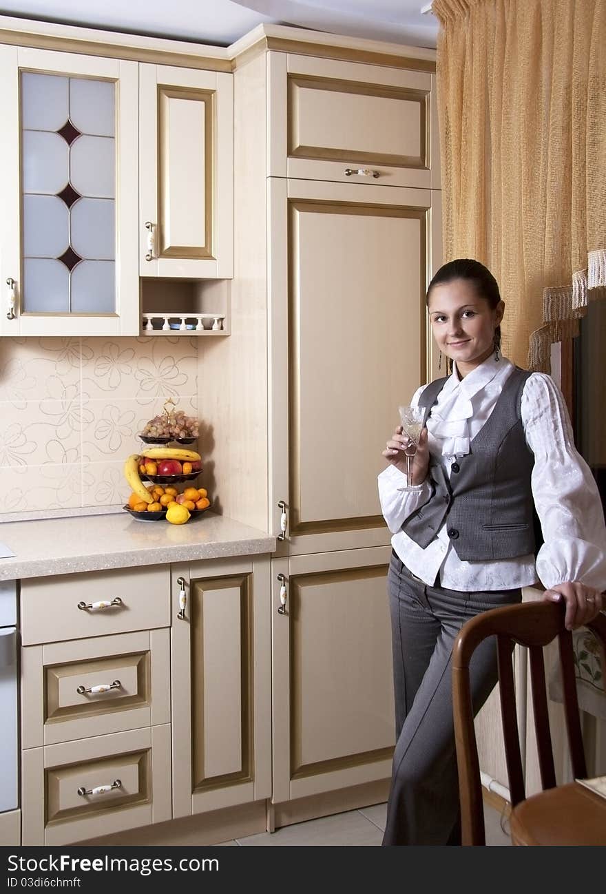 Young Woman To Kitchen