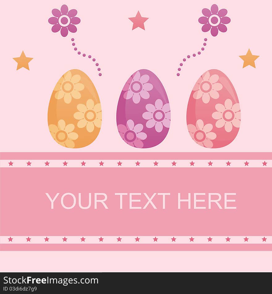 Cute easter background with decorated eggs