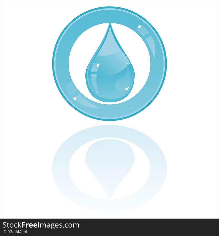 Glossy drop button isolated on white