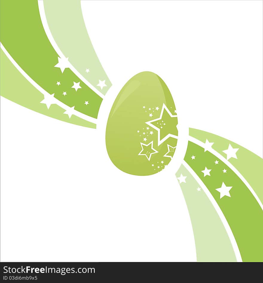 Glossy green background with easter egg. Glossy green background with easter egg