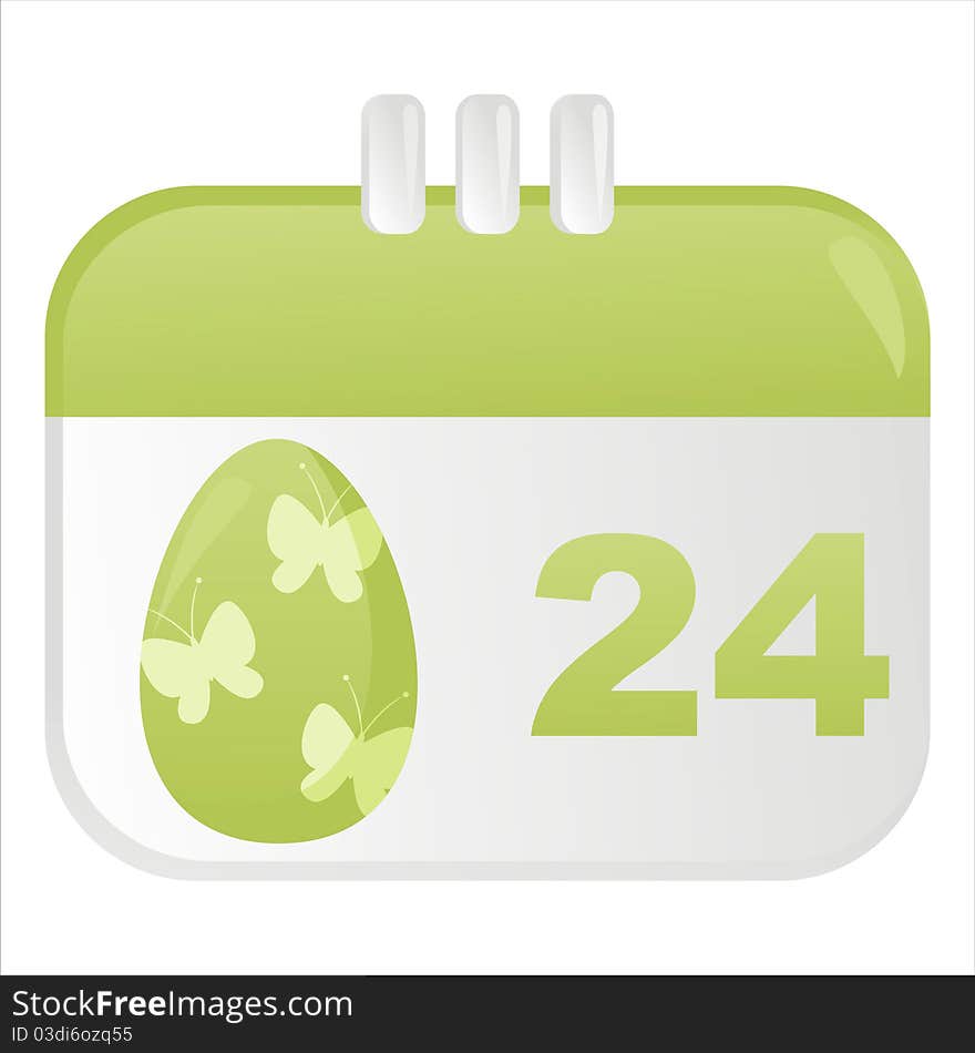 Glossy easter calendar icon with egg