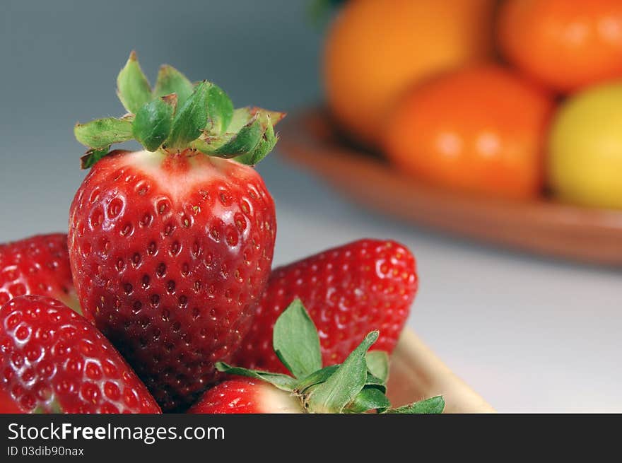 Fresh fruit: strawberry dessert in a Crock