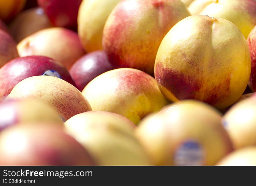 Very delicious and ripe peaches.