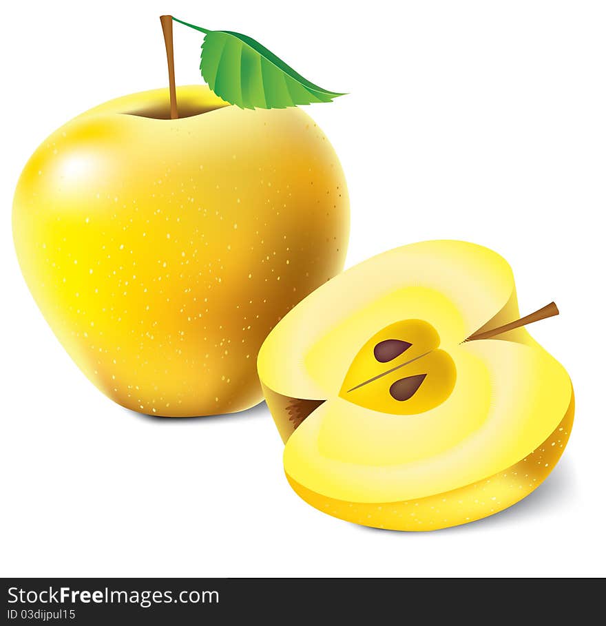 Yellow apples illustration isolated over white background