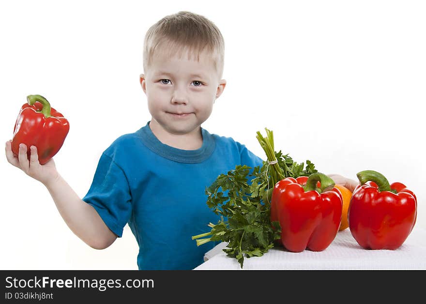 Vegetables and fruit it are a healthy food of children.