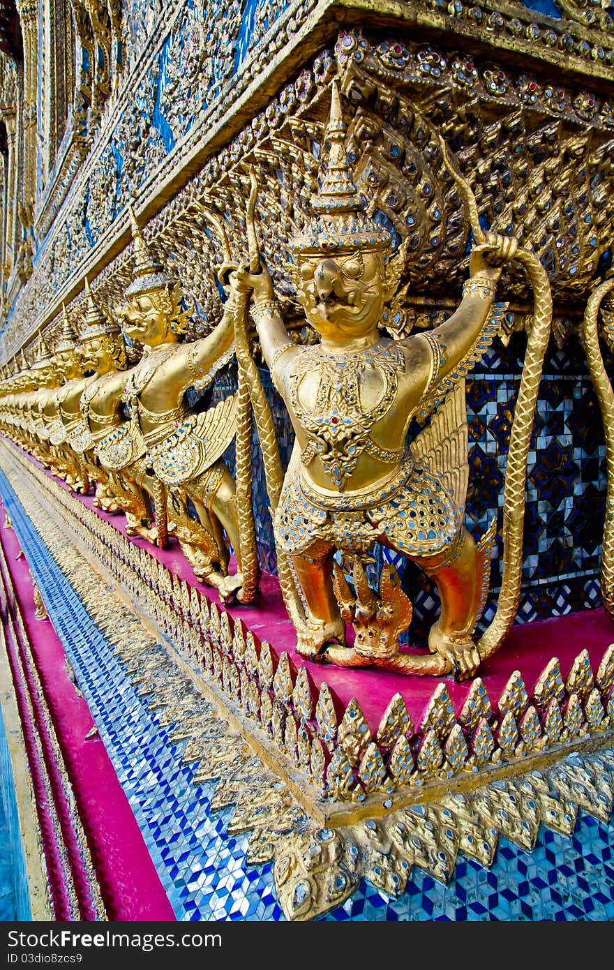 The garuda statue in the corner of temple