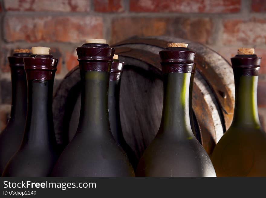 To stand near a brick wall. In the old cellar. To stand near a brick wall. In the old cellar.