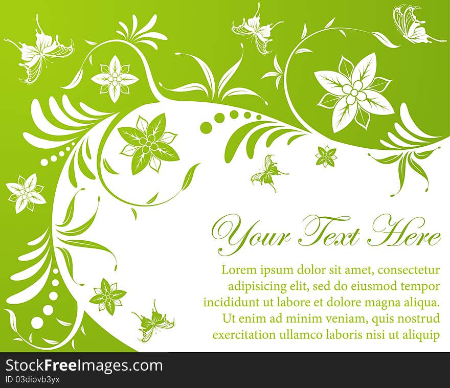 Floral Background with butterfly, element for design, illustration