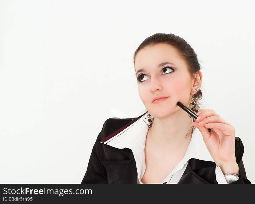 Woman in a black business suit