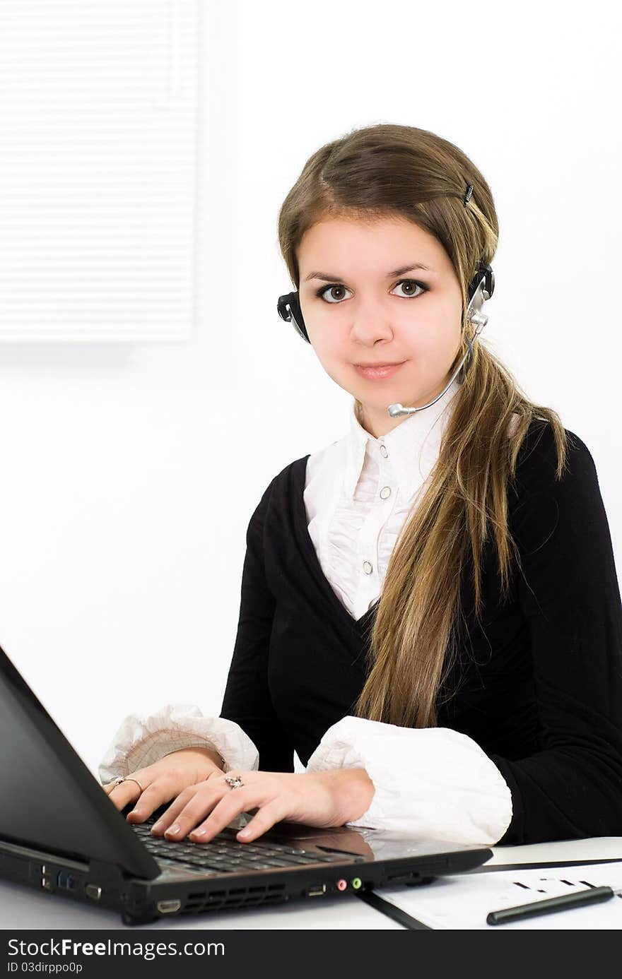 Beautiful girl in a black business suit