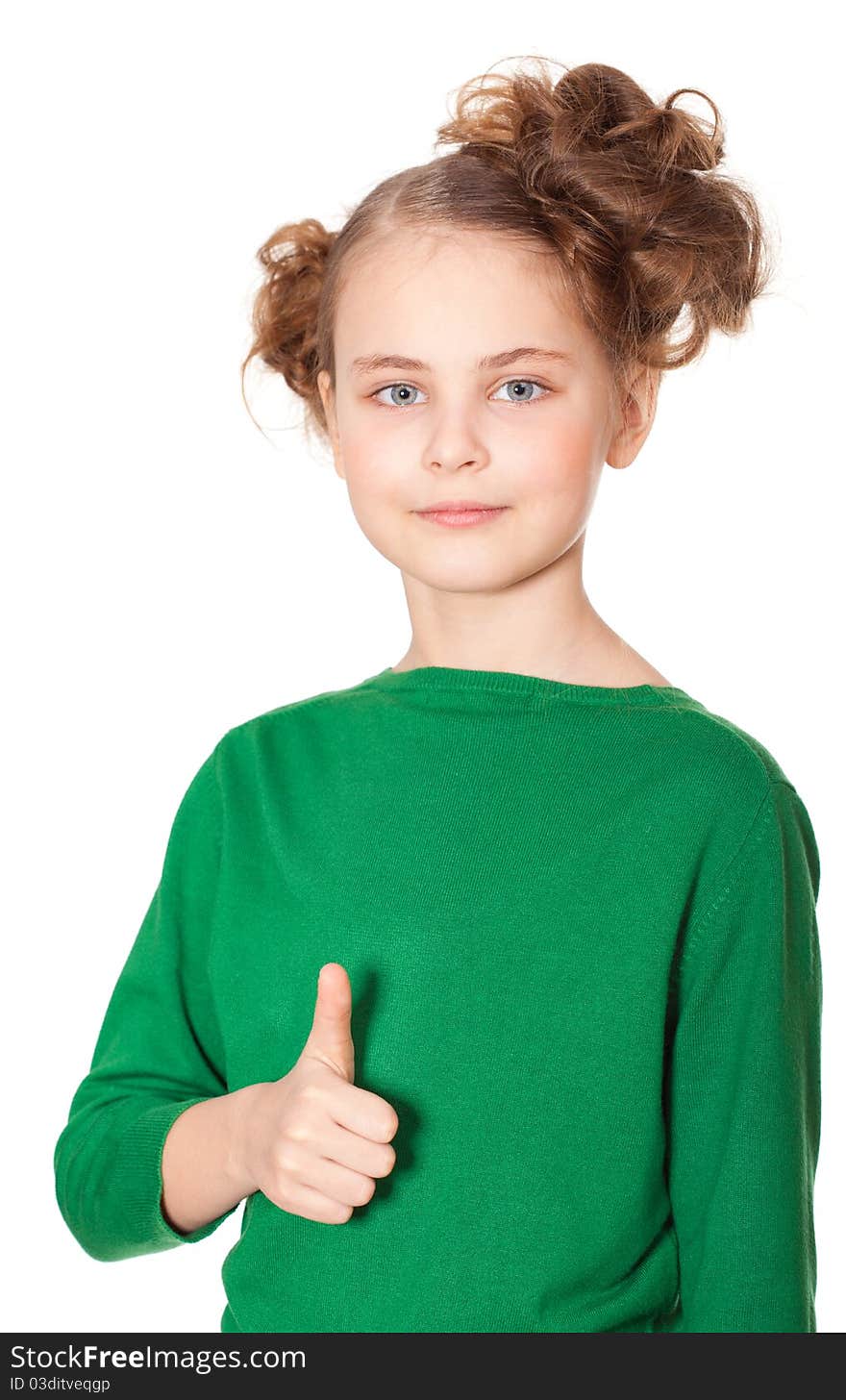 Smiling girl gesturing ok sign looking at camera