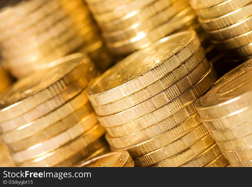 Coins macro close up background