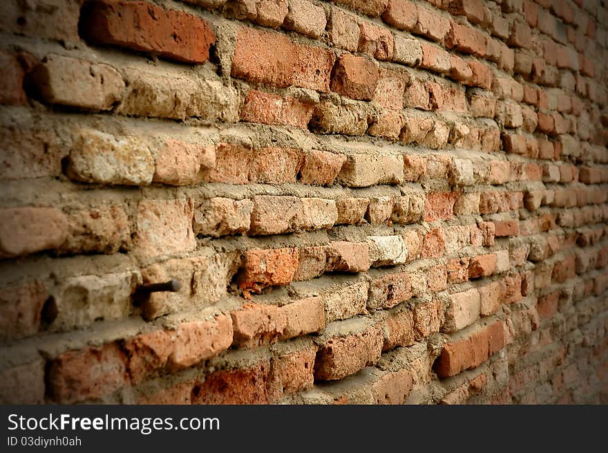 Old red brick wall background