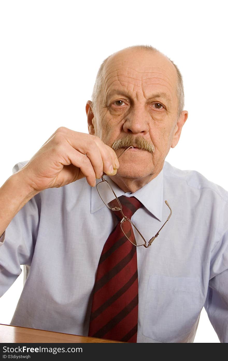 The elderly man isolated on white background