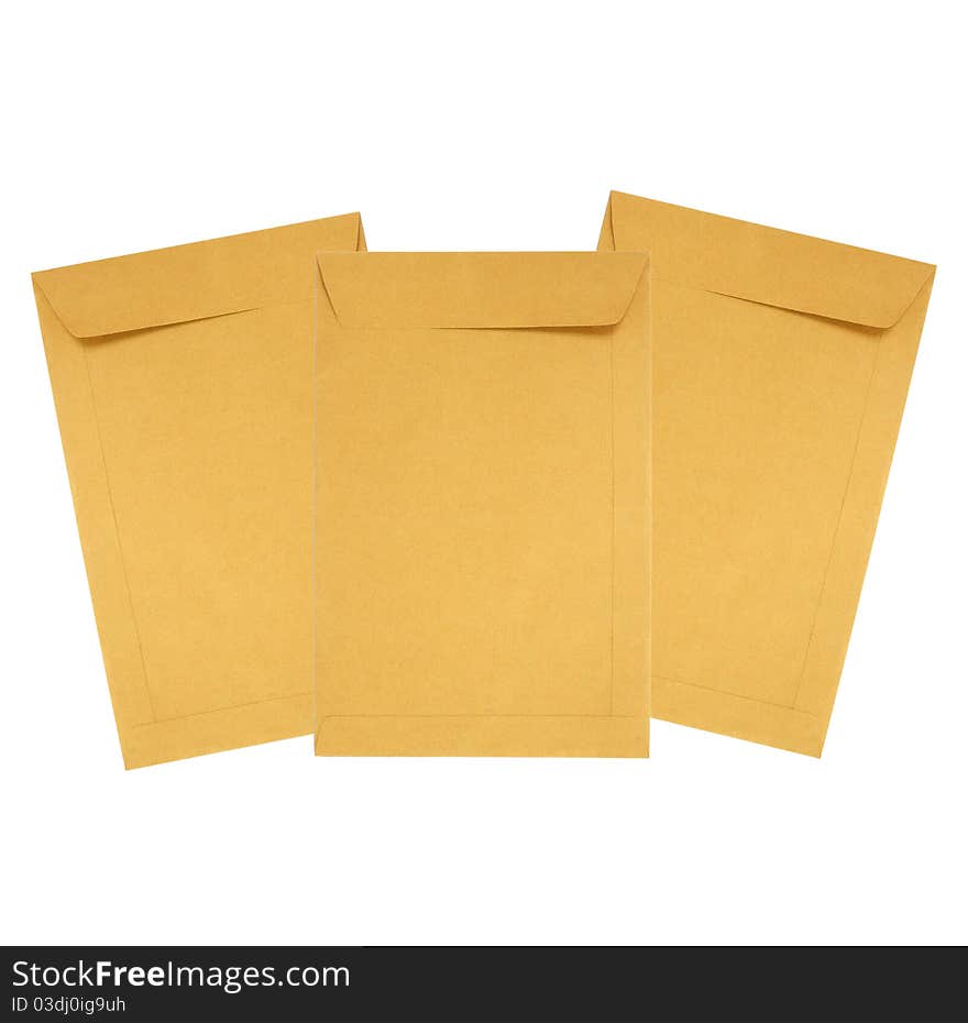 Brown paper envelope isolated on white