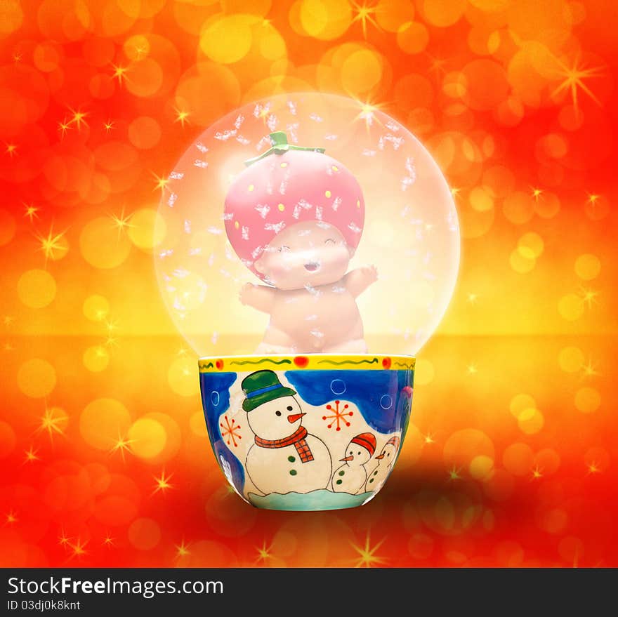 Snow globe with the holiday background