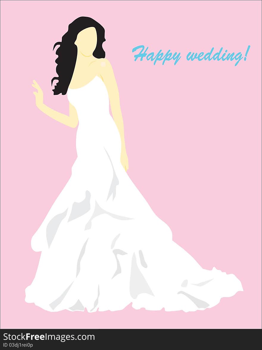 A card with the girl in a wedding dress