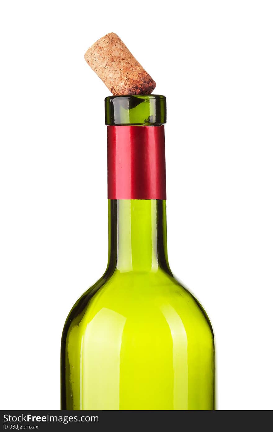 Empty wine bottle on a white background