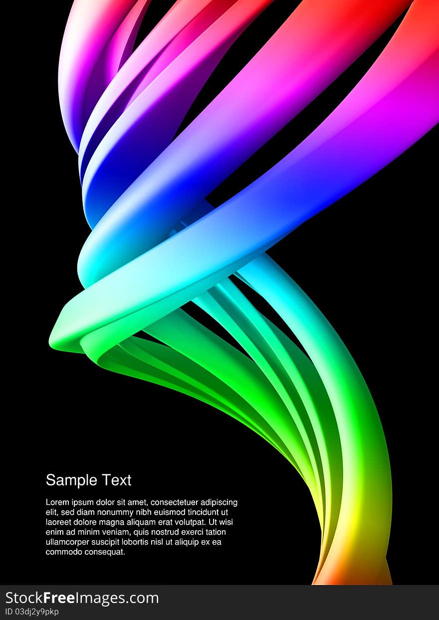 Dynamic colorful abstract background of form in three dimensional space. Dynamic colorful abstract background of form in three dimensional space