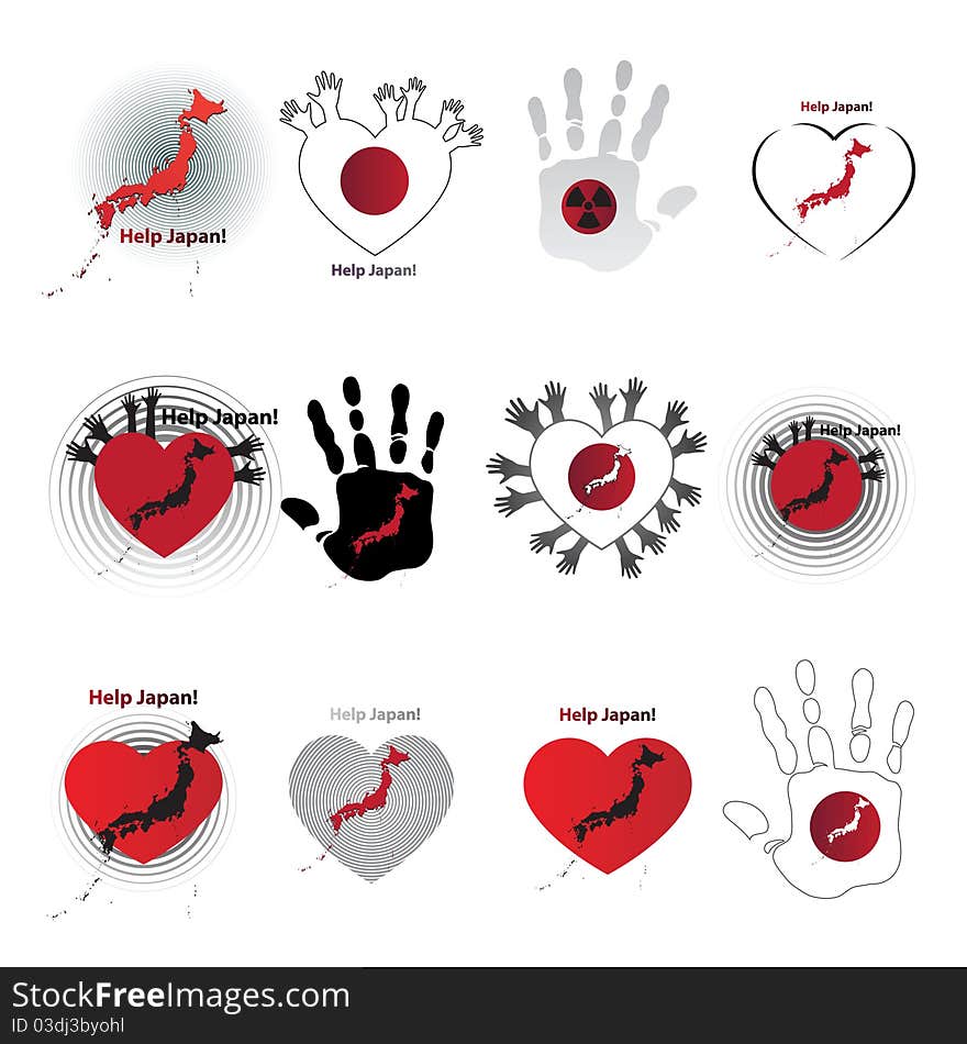 Set of the symbol for Japanese assistance in combating the effects of the tsunami. Set of the symbol for Japanese assistance in combating the effects of the tsunami.