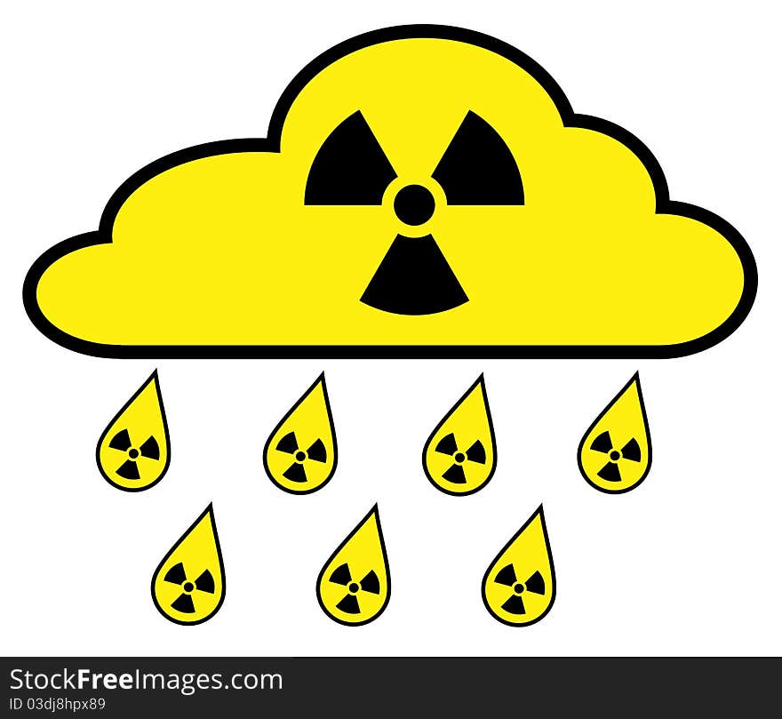 Radioactive cloud with dropping fallout. Radioactive cloud with dropping fallout