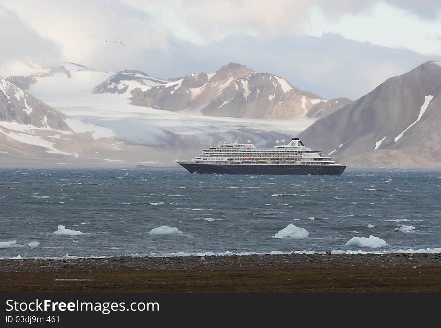 Big ship in the fjord