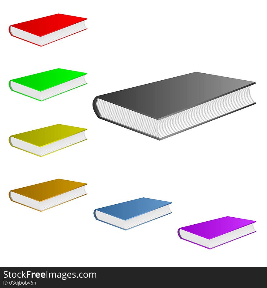 Books of different color lie on a white background. Books of different color lie on a white background.