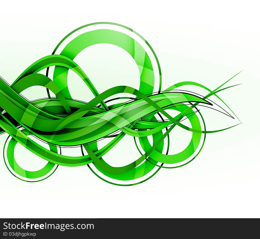 Abstract green background - waves and circles