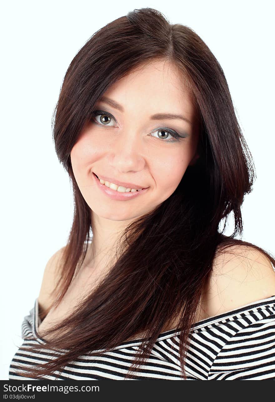 Close-up of young beautiful smiling woman