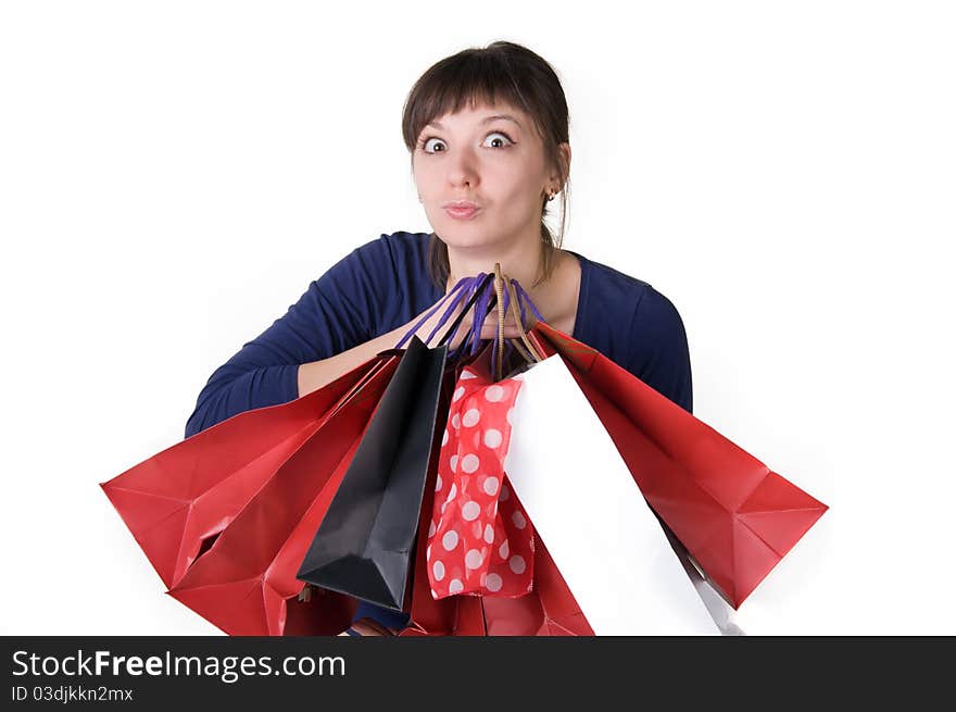 Happy girl with shopping bags. Happy girl with shopping bags