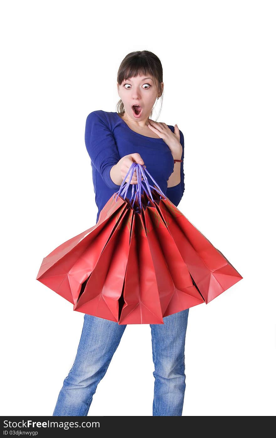 Happy girl with shopping bags. Happy girl with shopping bags