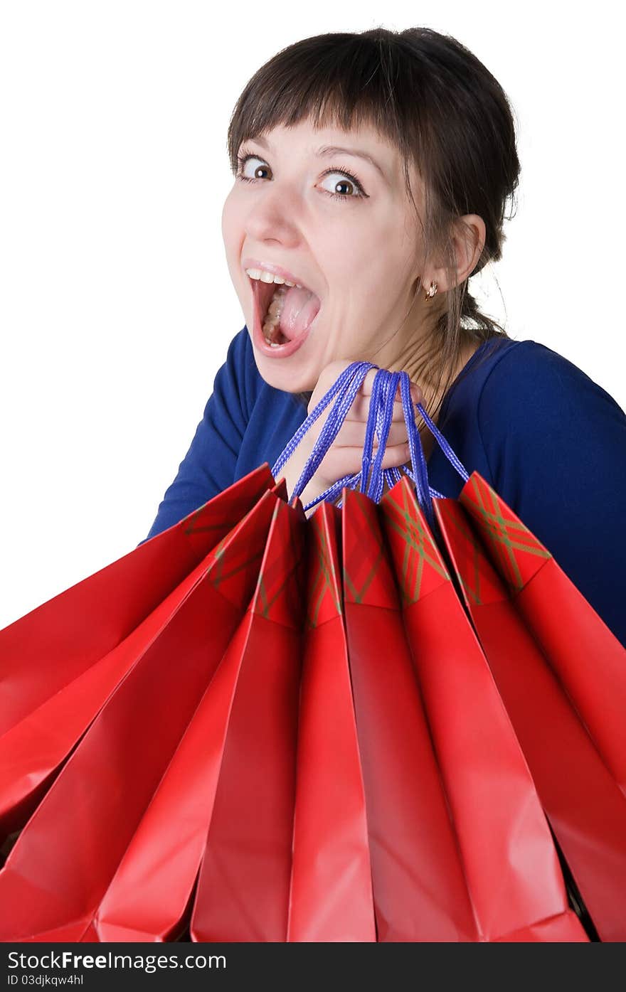 Happy girl with shopping bags. Happy girl with shopping bags