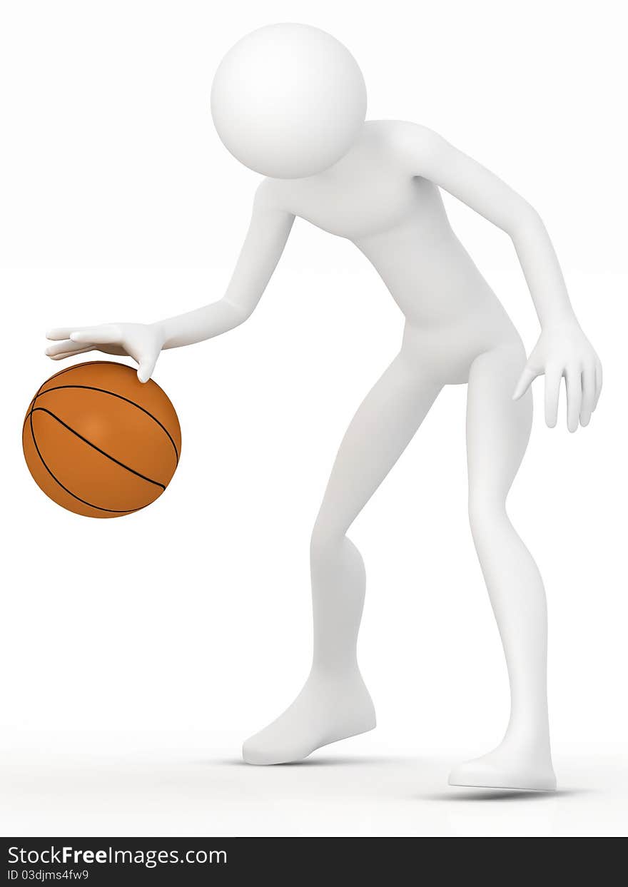 3d human basketball player with a ball. 3d human basketball player with a ball.