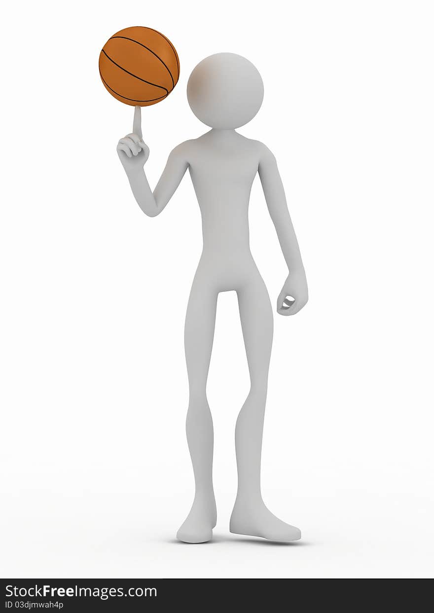 3d render of a person with ball on finger.