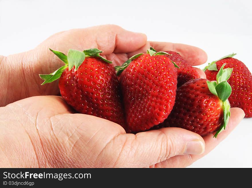 Strawberry in hand close-up