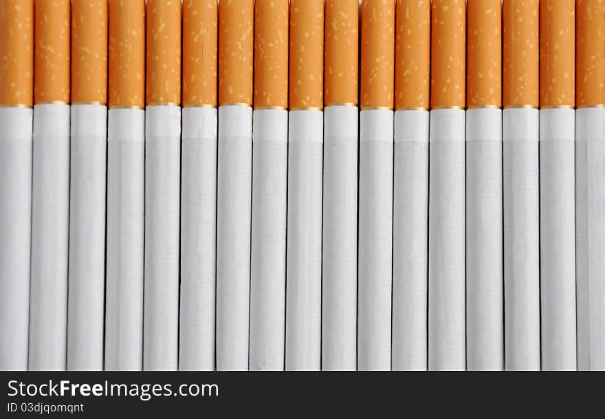 Group cigarettes isolated on a white background